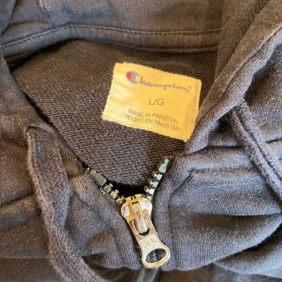 Champion French Terry Hoodie Navy Blue Zip Front Size Large - Picture 6 of 9